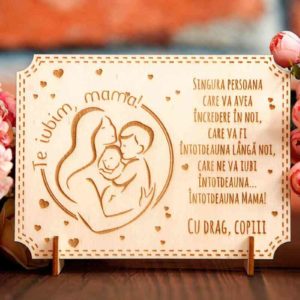 Felicitare  lemn – Mama