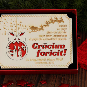 Felicitare "Crăciun fericit!" cu globuleţ detaşabil