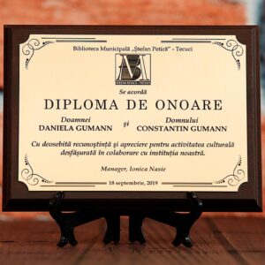 Plachetă - Diplomă de onoare