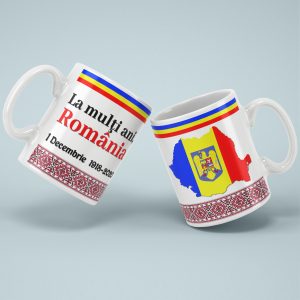Cană albă "România"