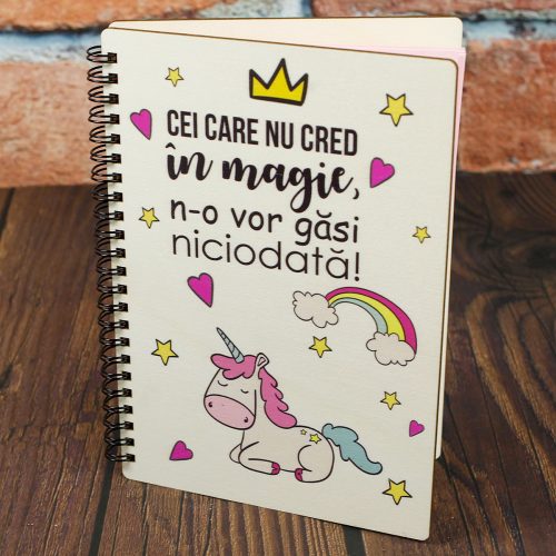 agenda lemn unicorn