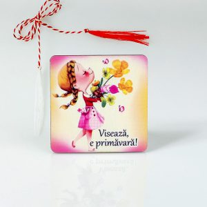 Broşă lemn "Visează, e primăvară"