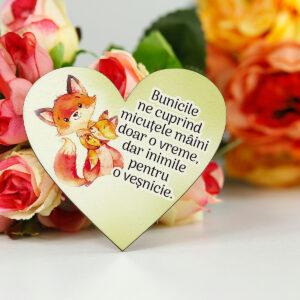 Martisor personalizat din lemn pentru doamna invatatoare – Martisor Inima - magnet 001