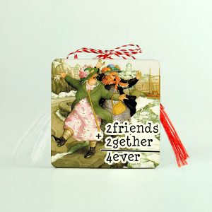Martisor lemn pentru prietena "4ever"