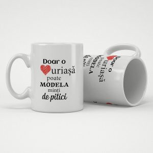 Cana personalizata invatatoare/educatoare "Doar o inima uriasa poate modela minti de pitici"