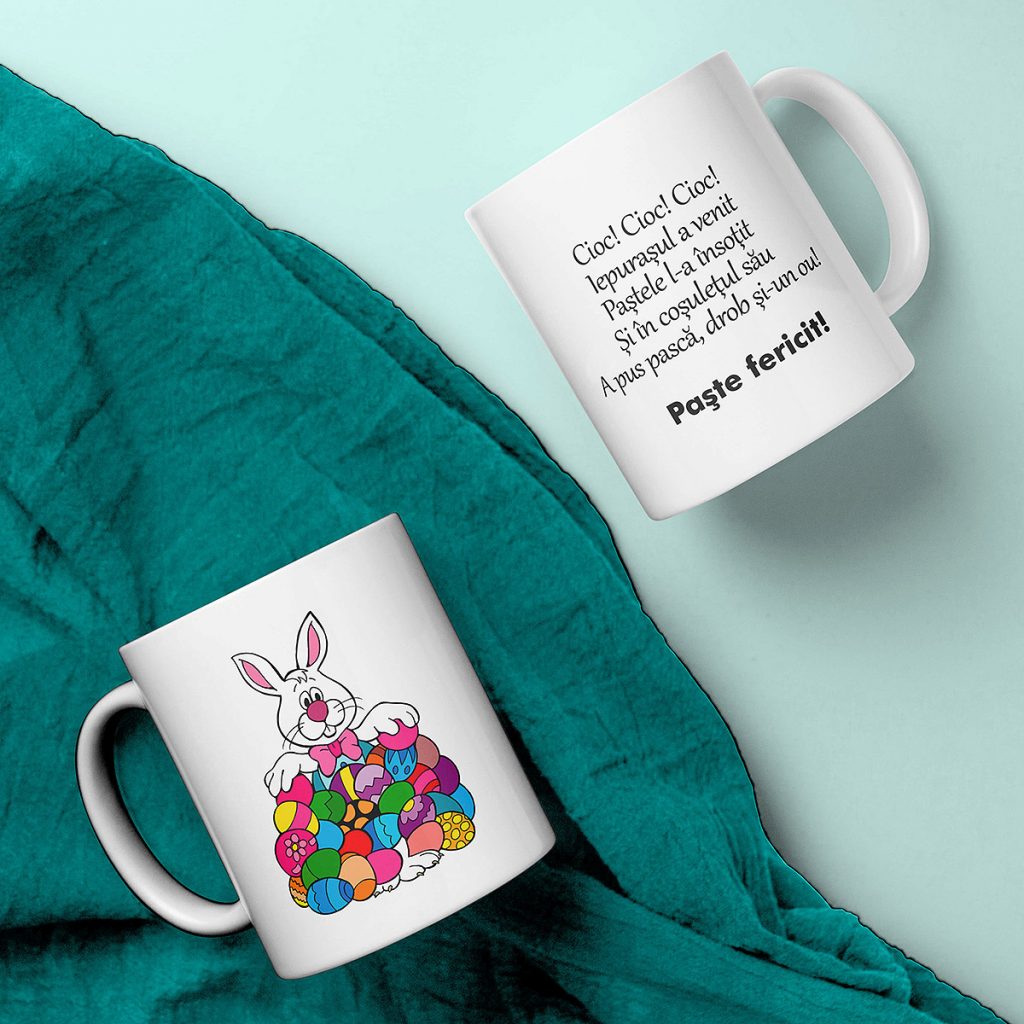 cana personalizata cu text model iepuras paste