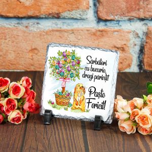 placa ardezie patrata personalizata cu text model iepuras