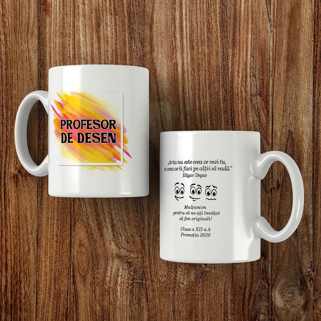 cana personalizata profesor de desen