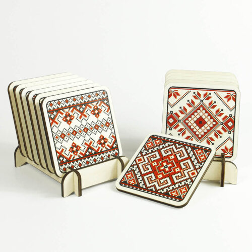 set coastere pahare motiv traditional