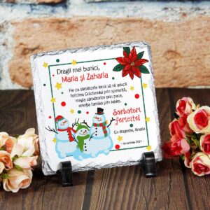 Cadou pentru bunici - ardezie personalizata Craciun fericit