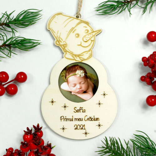 Glob personalizat cu poza si text Primul meu Craciun