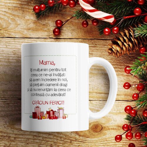 cana personalizata craciun cadou mama