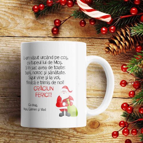 cana personalizata craciun cu o poza si text