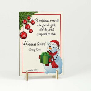 Felicitare din lemn - Craciun fericit - invatatoare