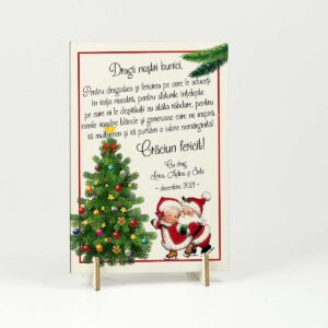 Felicitare din lemn - Craciun fericit - bunici