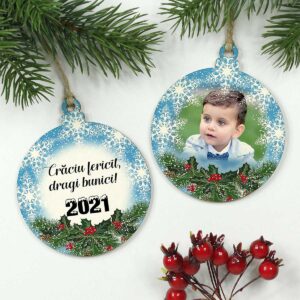 Glob din lemn color - Bunici (personalizat pe 2 feţe)
