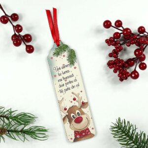 Semn de carte lemn - ren - Unii oameni fac lumea mai frumoasa...
