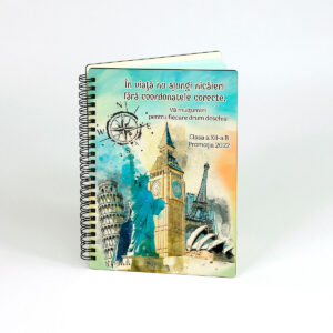 Agenda lemn personalizata - profesor geografie