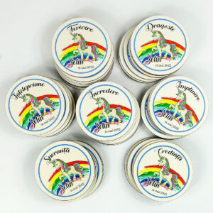 Marturie personalizata botez - suport pahare Unicorn