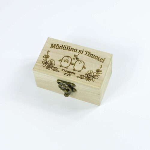 cutie verighete personalizata lemn
