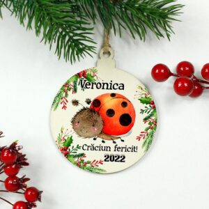 Glob lemn Craciun personalizat cu nume