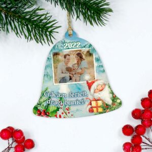 Ornament Craciun fericit cu poza si mesaj