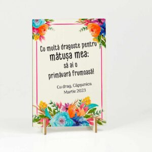 Felicitare din lemn - cadou personalizat pentru matusa