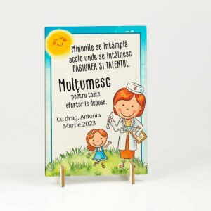 Cadou pentru doamna doctor - felicitare din lemn