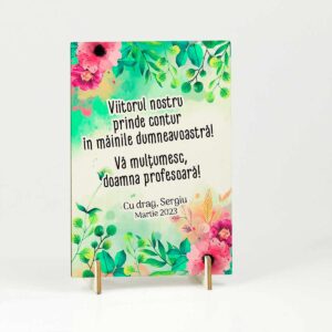 Felicitare din lemn - cadou personalizat profesoara