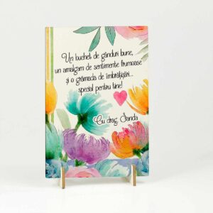 Felicitare din lemn - cadou personalizat pentru prietena/colega