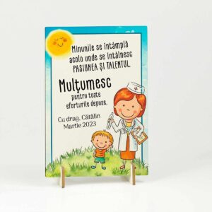 Cadou pentru medic/doctor - felicitare din lemn
