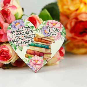 Inima magnetica - martisor personalizat profesoara