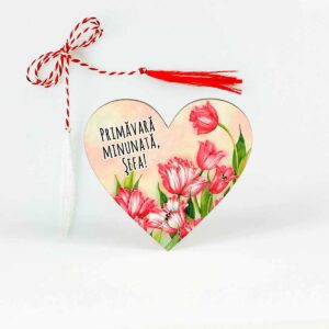 martisor din lemn cu flori pentru sefa