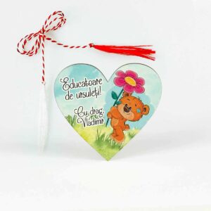 Martisor personalizat cu ursulet pentru educatoare/invatatoare