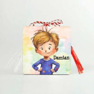 Martisor din lemn cu nume baiat