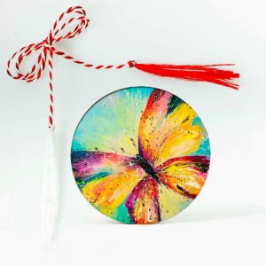 brosa lemn martisor cu fluturas