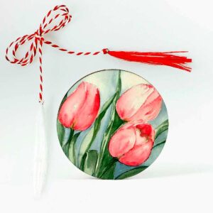 brosa lemn martisor personalizat lalele