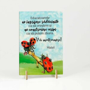 felicitare din lemn cadou personalizat educatoare invatatoare clasa bubruzelor