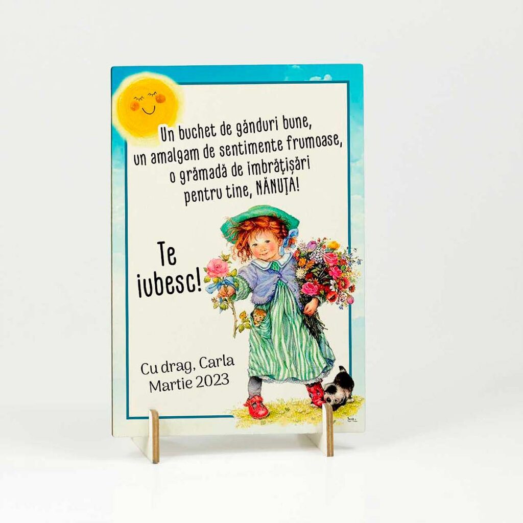 felicitare din lemn cadou personalizat nasi de botez