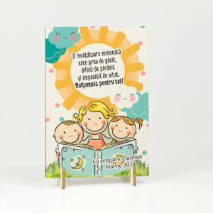 felicitare din lemn cu mesaj invatatoare, educatoare - martisor
