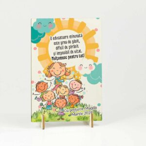 felicitare din lemn cadou personalizat martisor educatoare invatatoare
