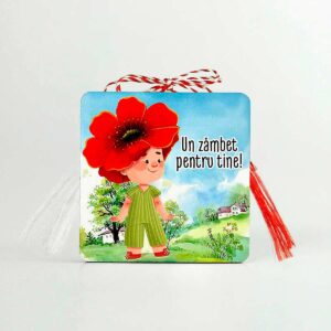 martisor brosa lemn cu mesaj