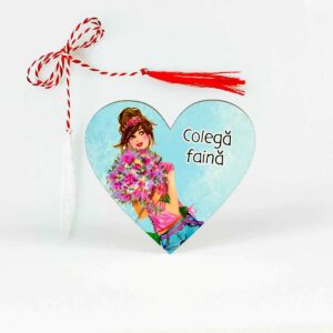 martisor color din lemn prietena faina
