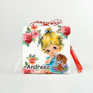 martisor din lemn personalizat cu pisica si nume