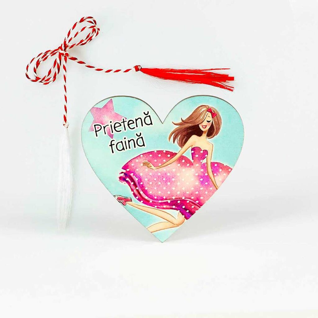 martisor din lemn color prietena faina