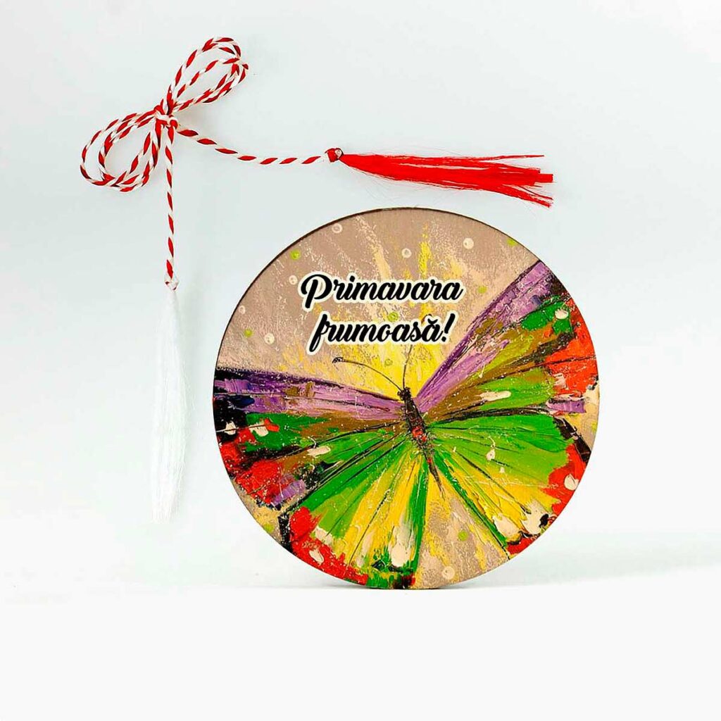 brose martisor lemn cu fluture