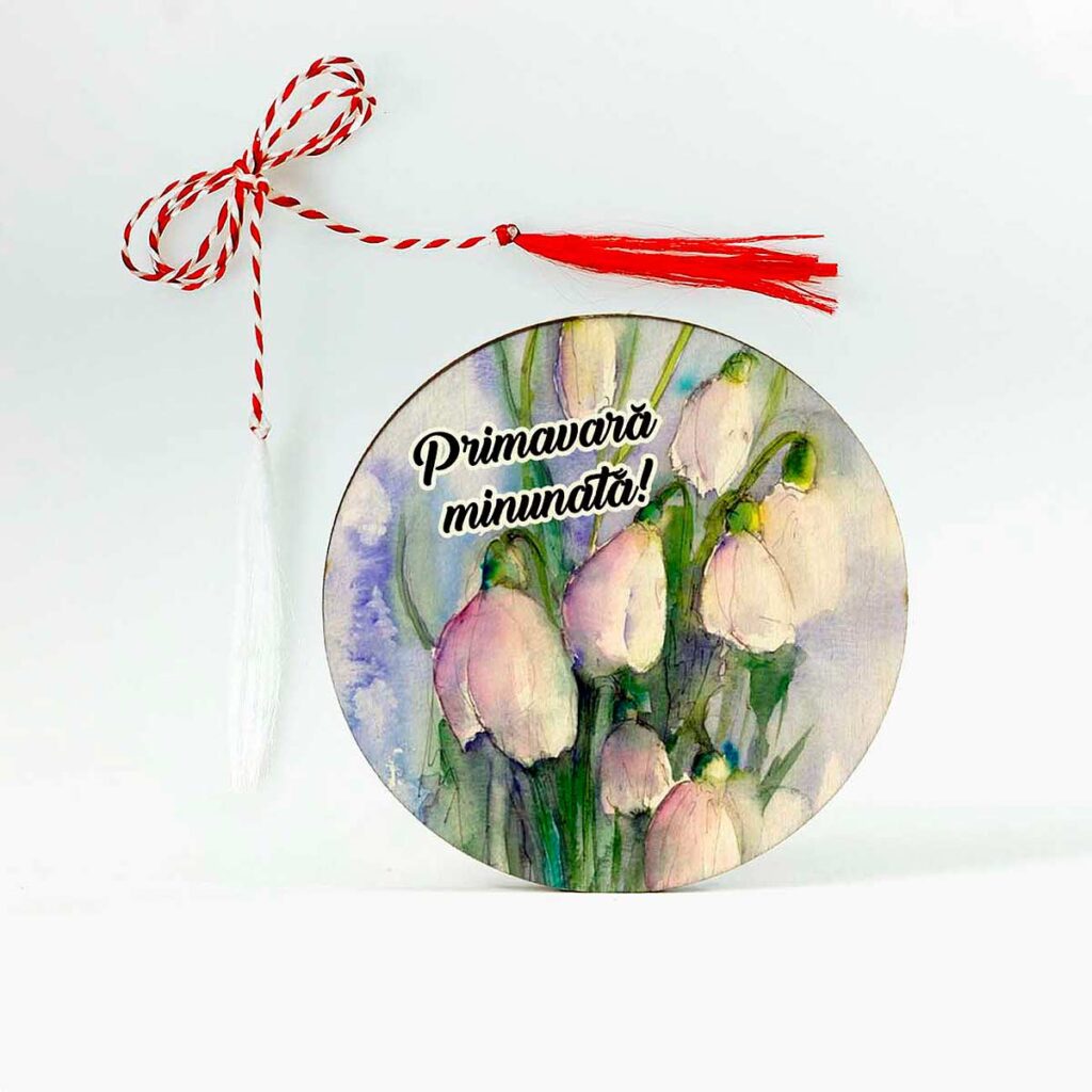 martisor lemn personalizat cu ghiocei