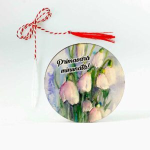 martisor lemn personalizat cu ghiocei