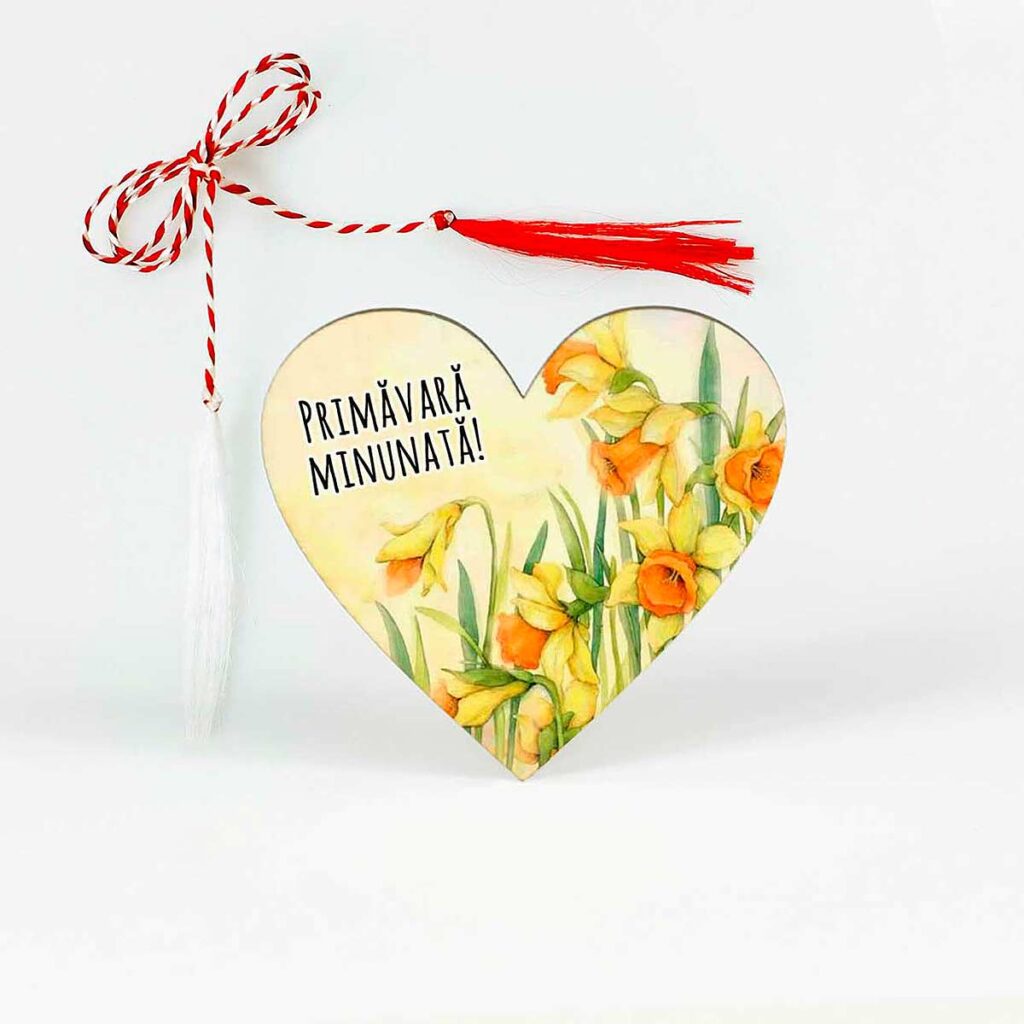 martisor din lemn cu narcise