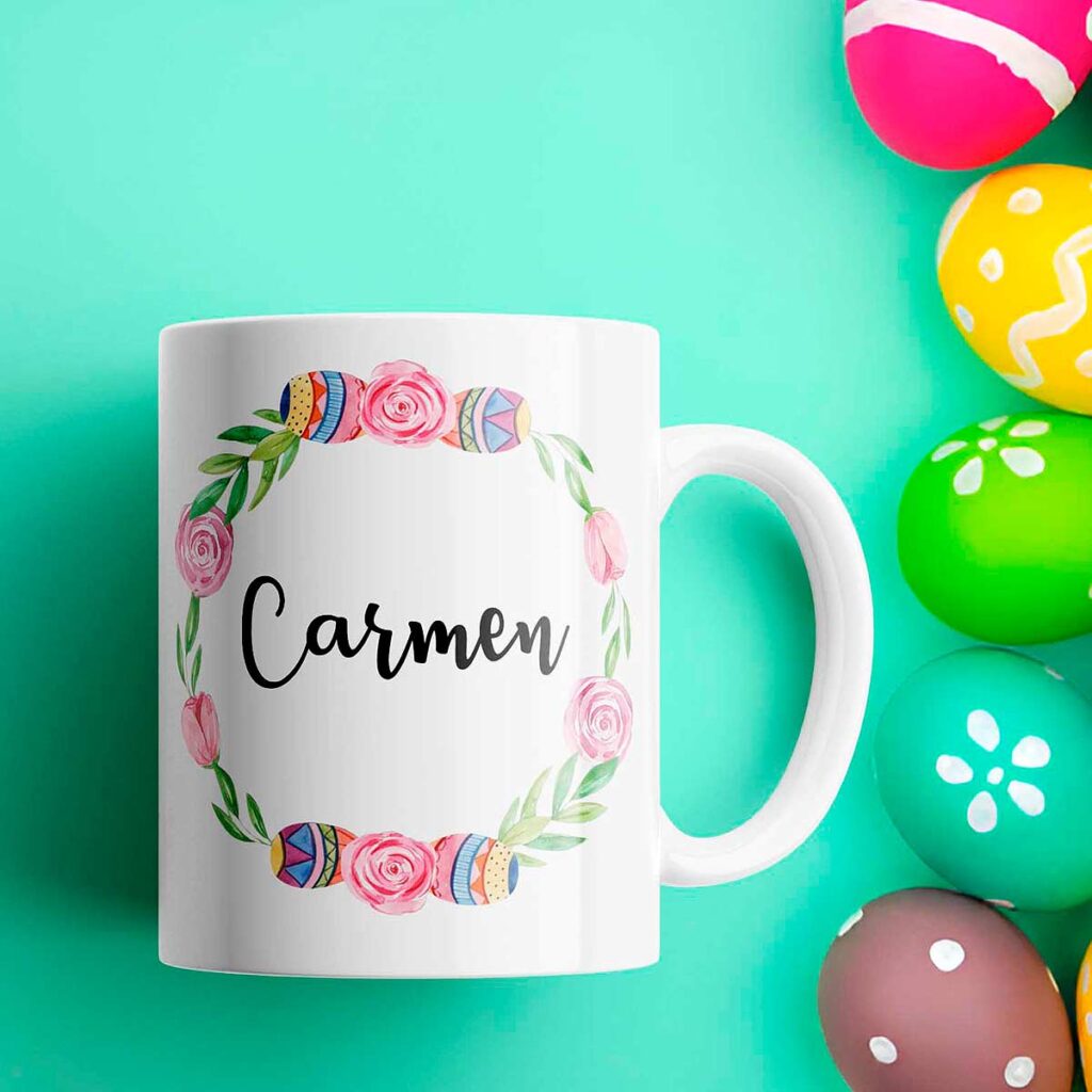 cadou personalizat cana cu nume paste fericit